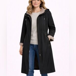 Gallery Black Hooded Trench Coat